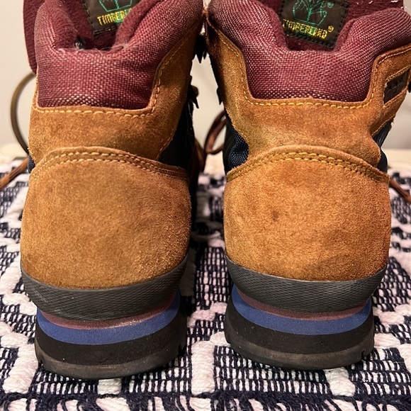 Timberland Mid Lace Up Brown Suede Navy Trim - Picture 3 of 12